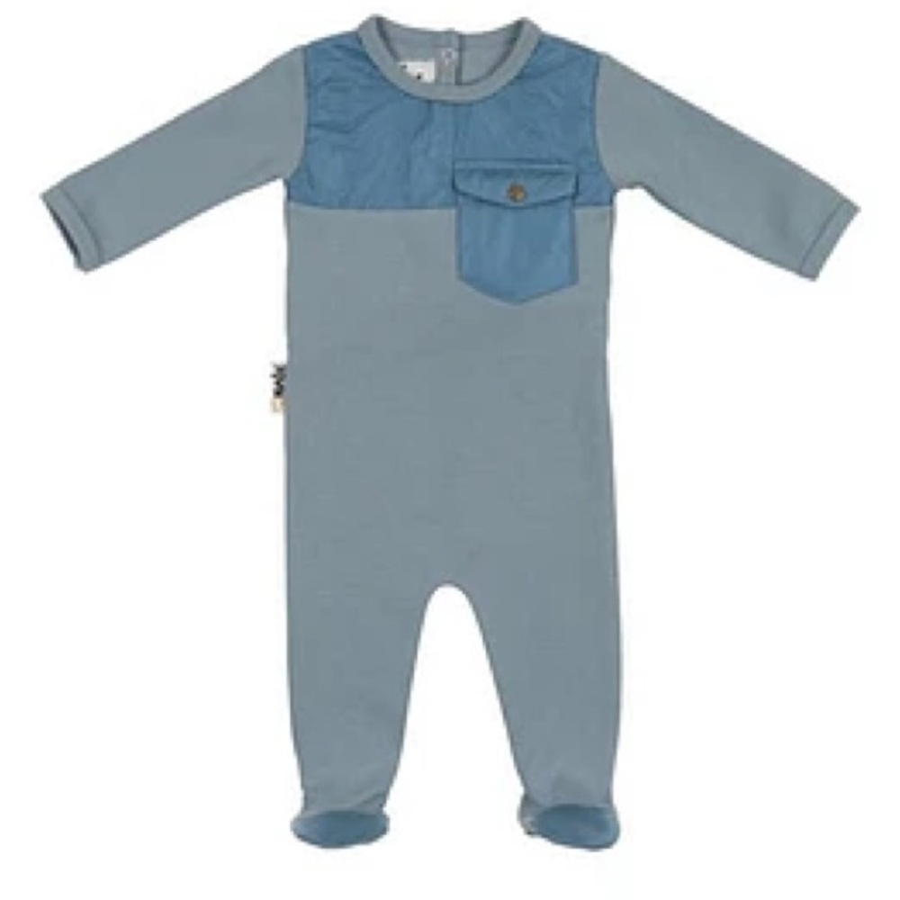 Maniere Child Quilted Puffer Footie Blue Baby Size 3 Months